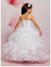 Beaded Sweetheart Neck Organza Ruffle Flower Girl Dress With Bolero